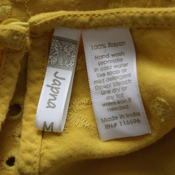 Mustard Yellow Eyelet Embroidery Scalloped Hem Top - Picture 9 of 9